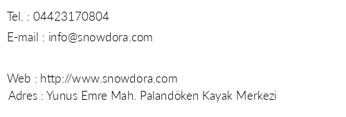 Snow Dora Hotel telefon numaralar, faks, e-mail, posta adresi ve iletiim bilgileri